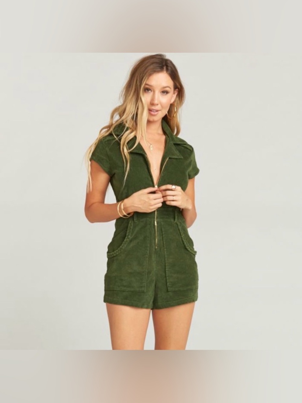 Show Me Your Mumu Outlaw Romper in Cypress Green Size Small Like New - Picture 11 of 11
